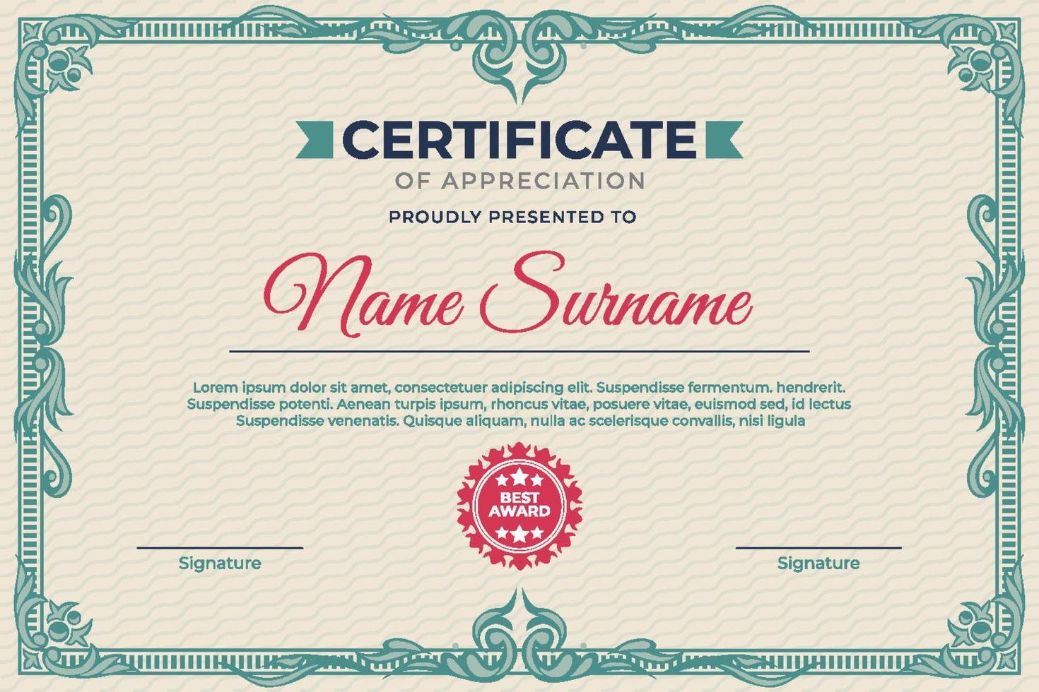 Victorian Classic Certificate Template vector