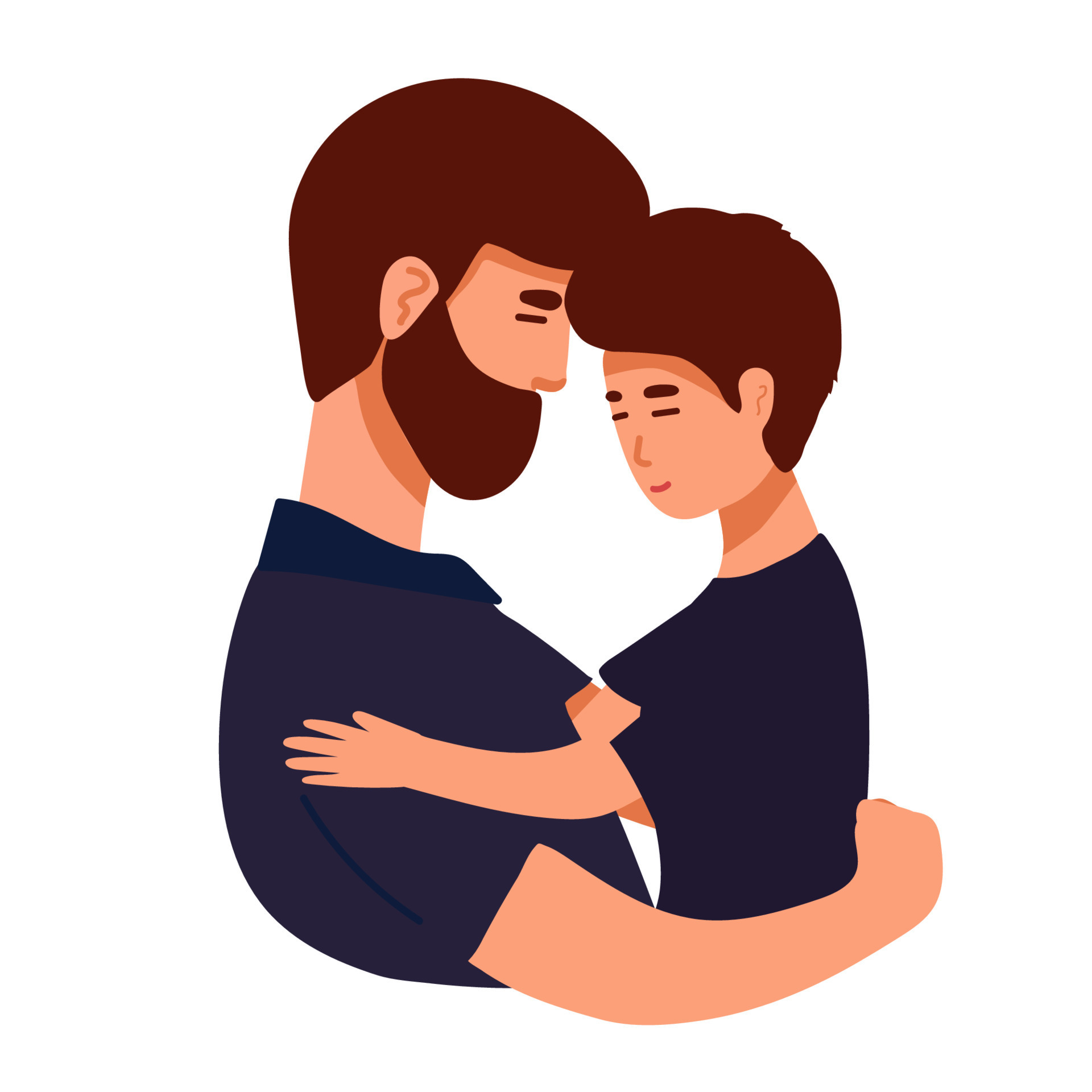 father and son hugging cartoon