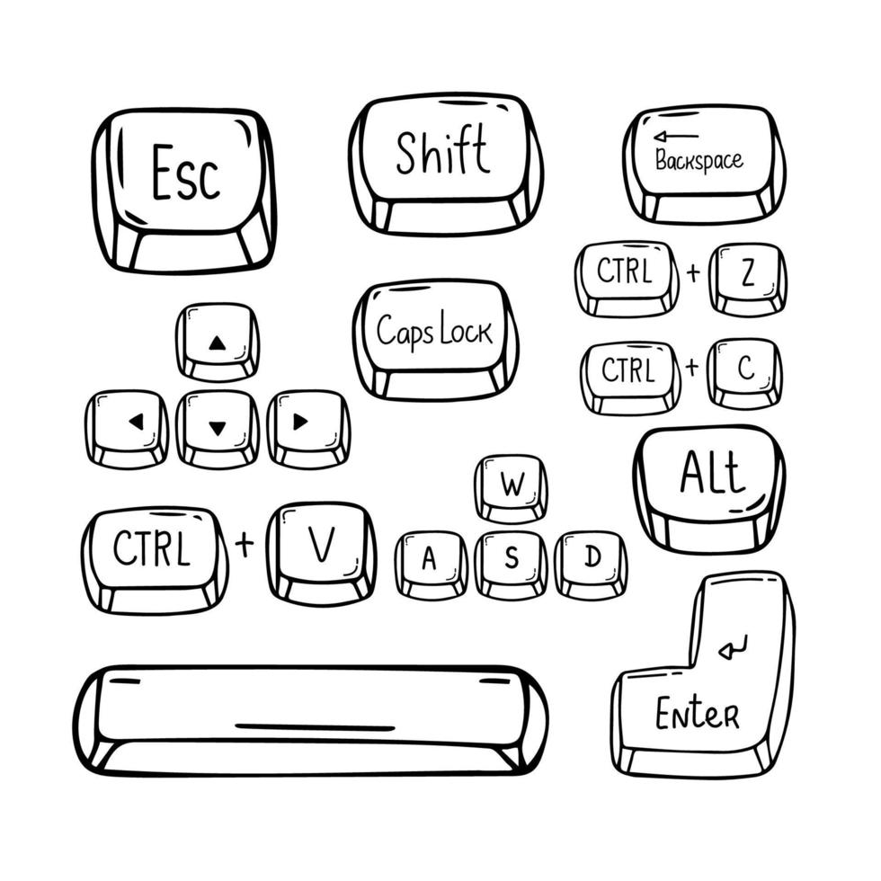 Establecer arreglos de teclas, las cuatro teclas de cursor arriba, abajo, izquierda y derecha en la zona de teclas de cursor, las teclas de flecha o las teclas de movimiento del cursor son botones en un teclado de computadora que están programados. vector