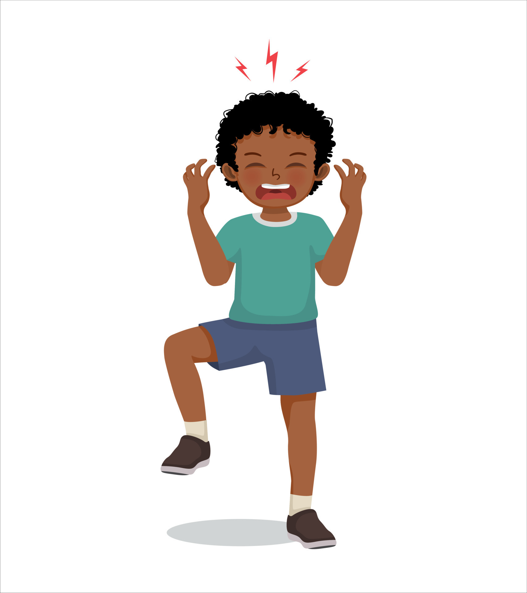spoiled little African boy throwing tantrum angry shouting and