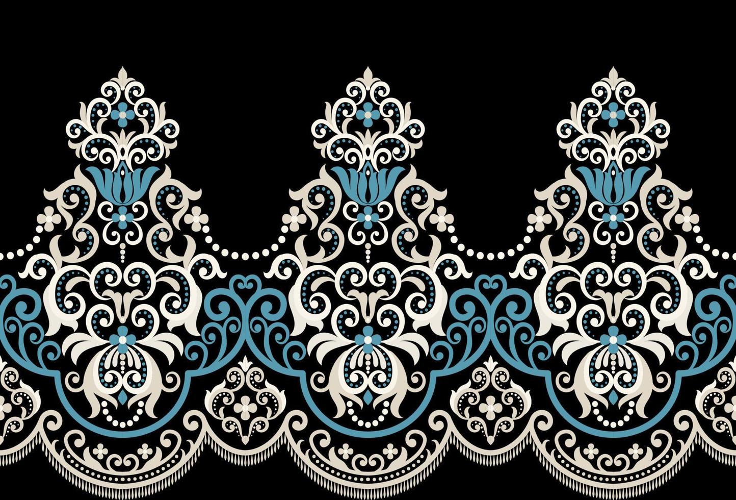 damask seamless pattern with elements vector