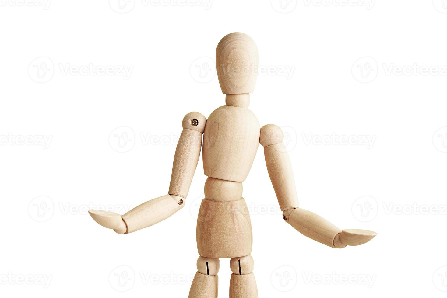 Wooden doll on white background isolated photo