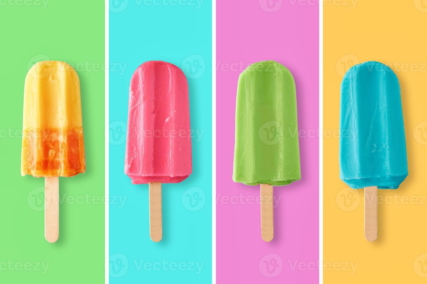 Colorful frozen ice cream on color background photo