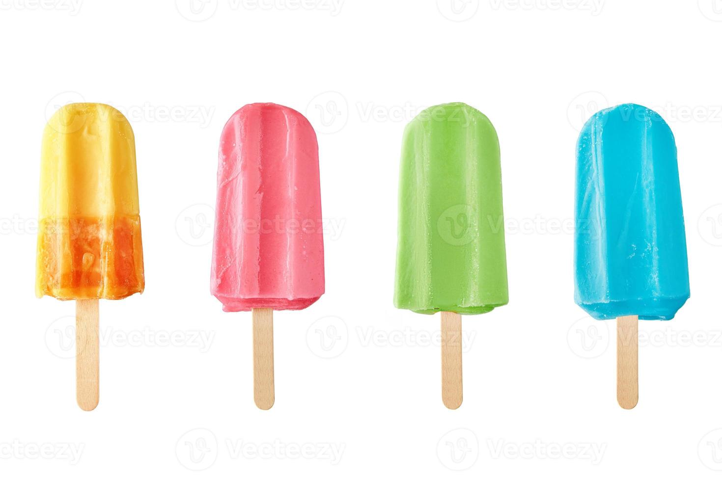 Colorful frozen ice cream on white background photo