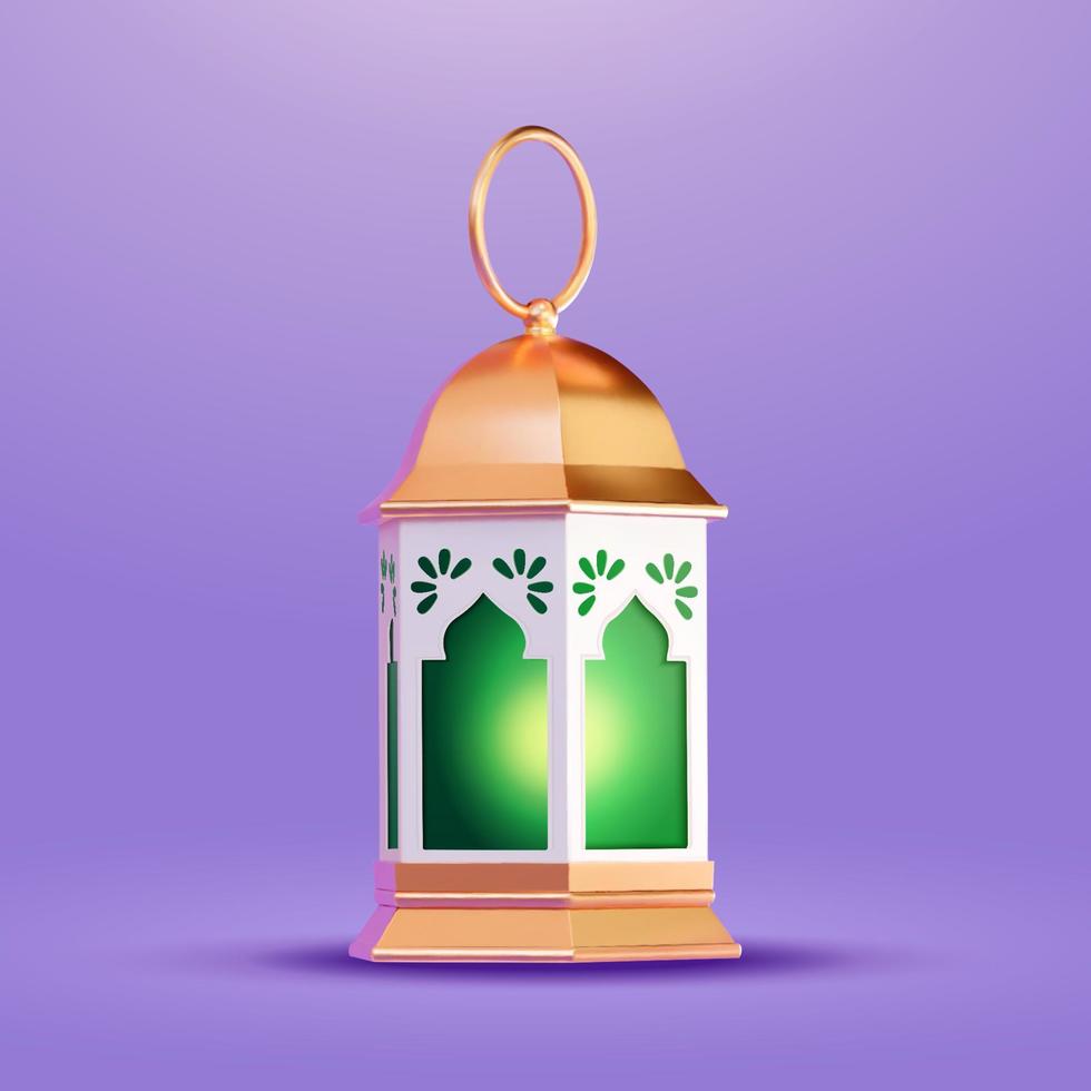 3D Illustration of metal fanoos, fanous or Ramadan lantern with handle. Religious decoration for Islamic holidays vector