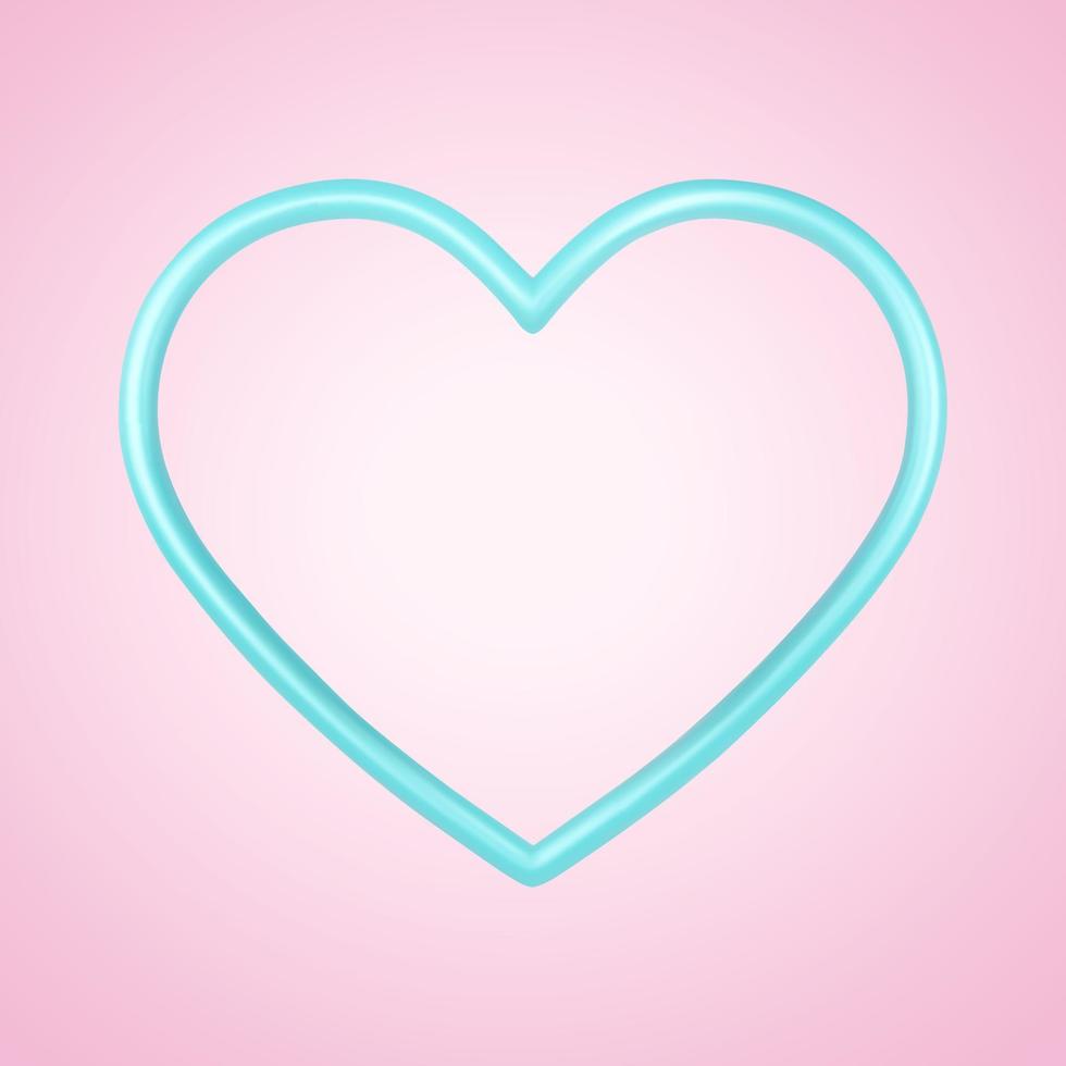 3D Turquoise heart frame isolated on pink background vector