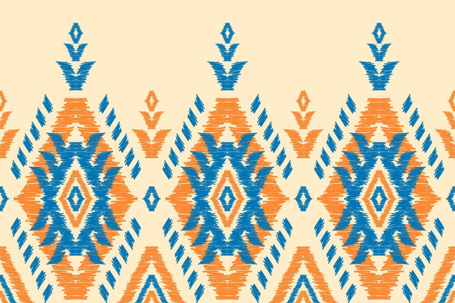 Abstract ethnic ikat background. Geometric seamless pattern in tribal. Fabric Indian style. vector