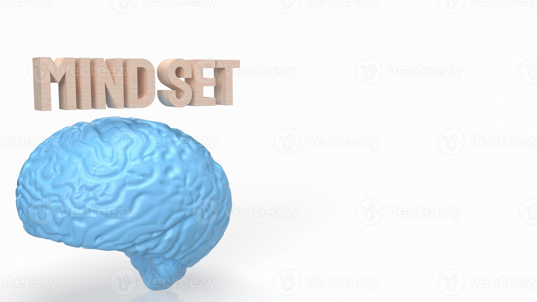 blue brain and mindset wood text 3d rendering photo