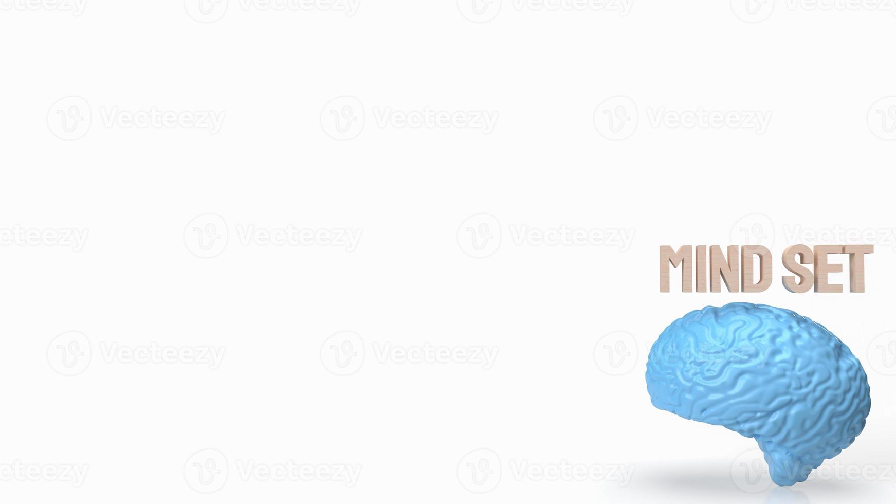 blue brain and mindset wood text 3d rendering photo