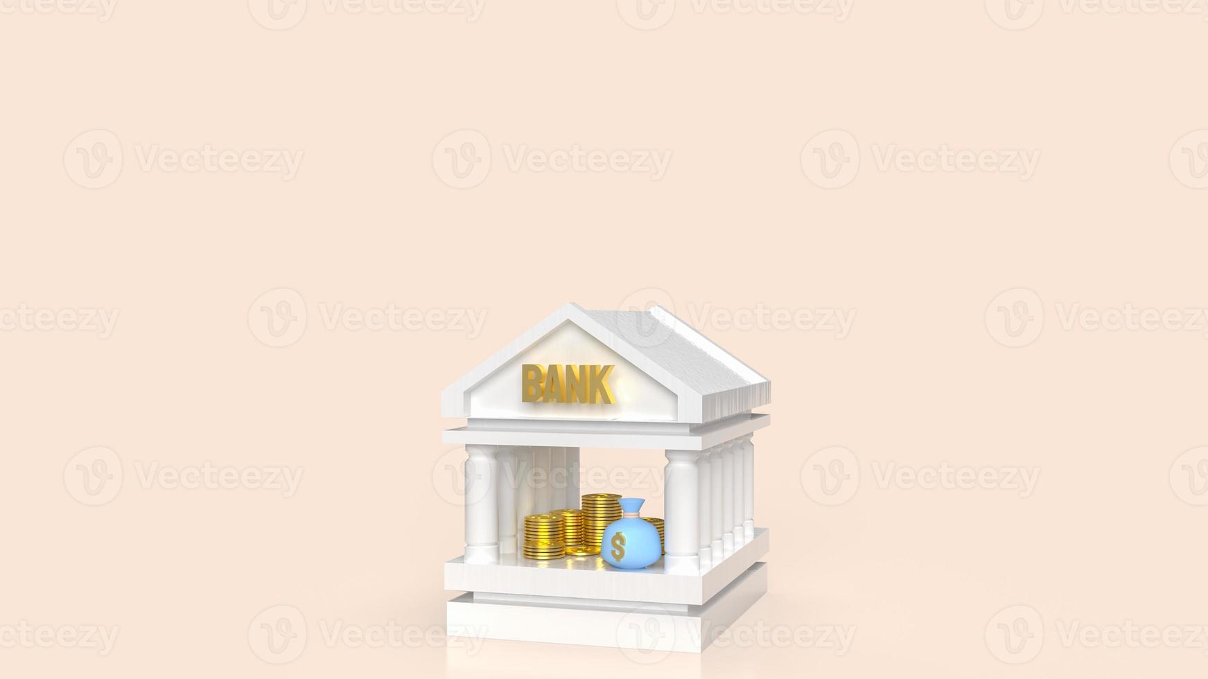bank building icon for business or saving concept 3d rendering photo