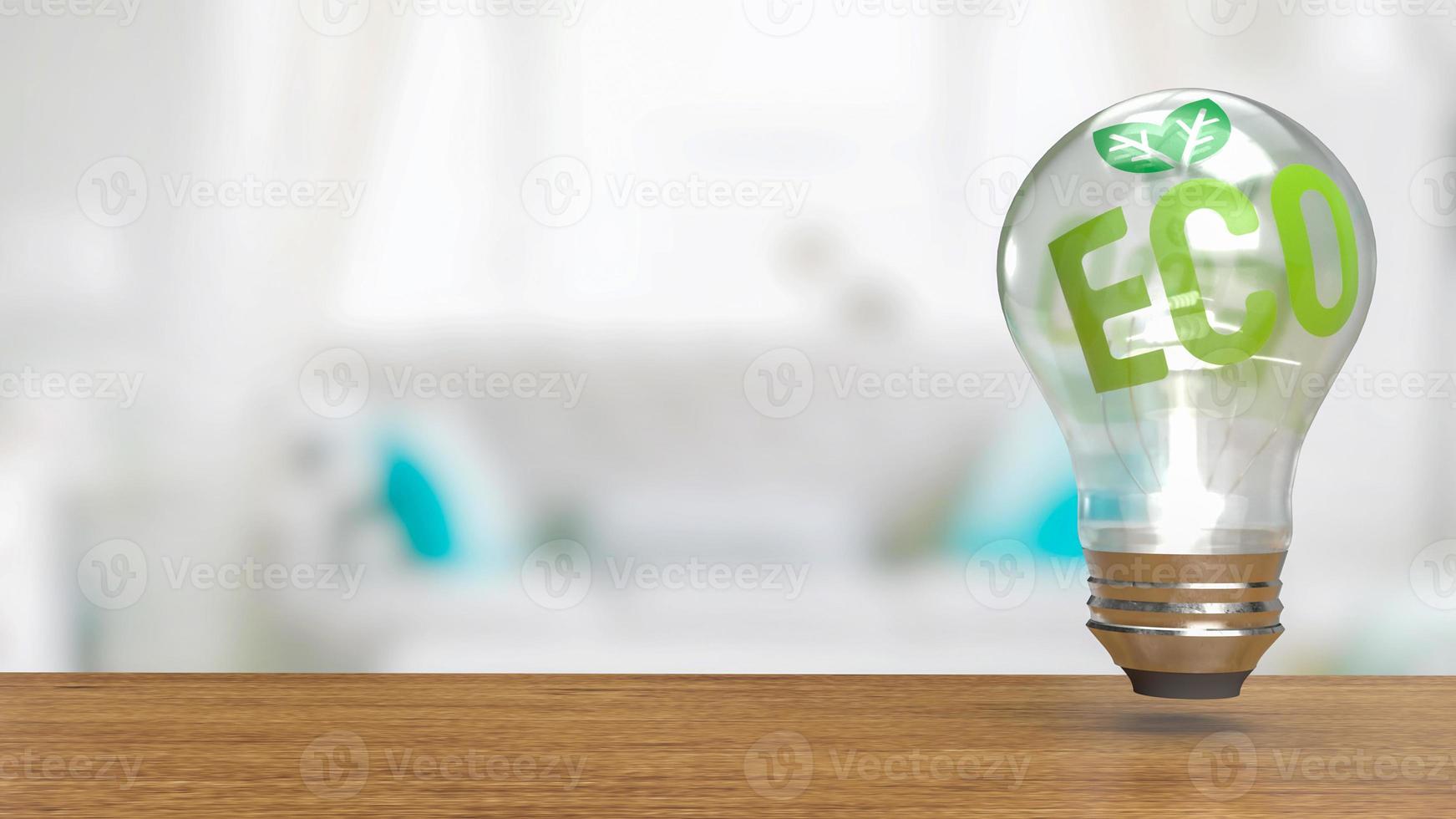 The eco symbol on lightbulb for ecology or environment concept 3d rendering photo