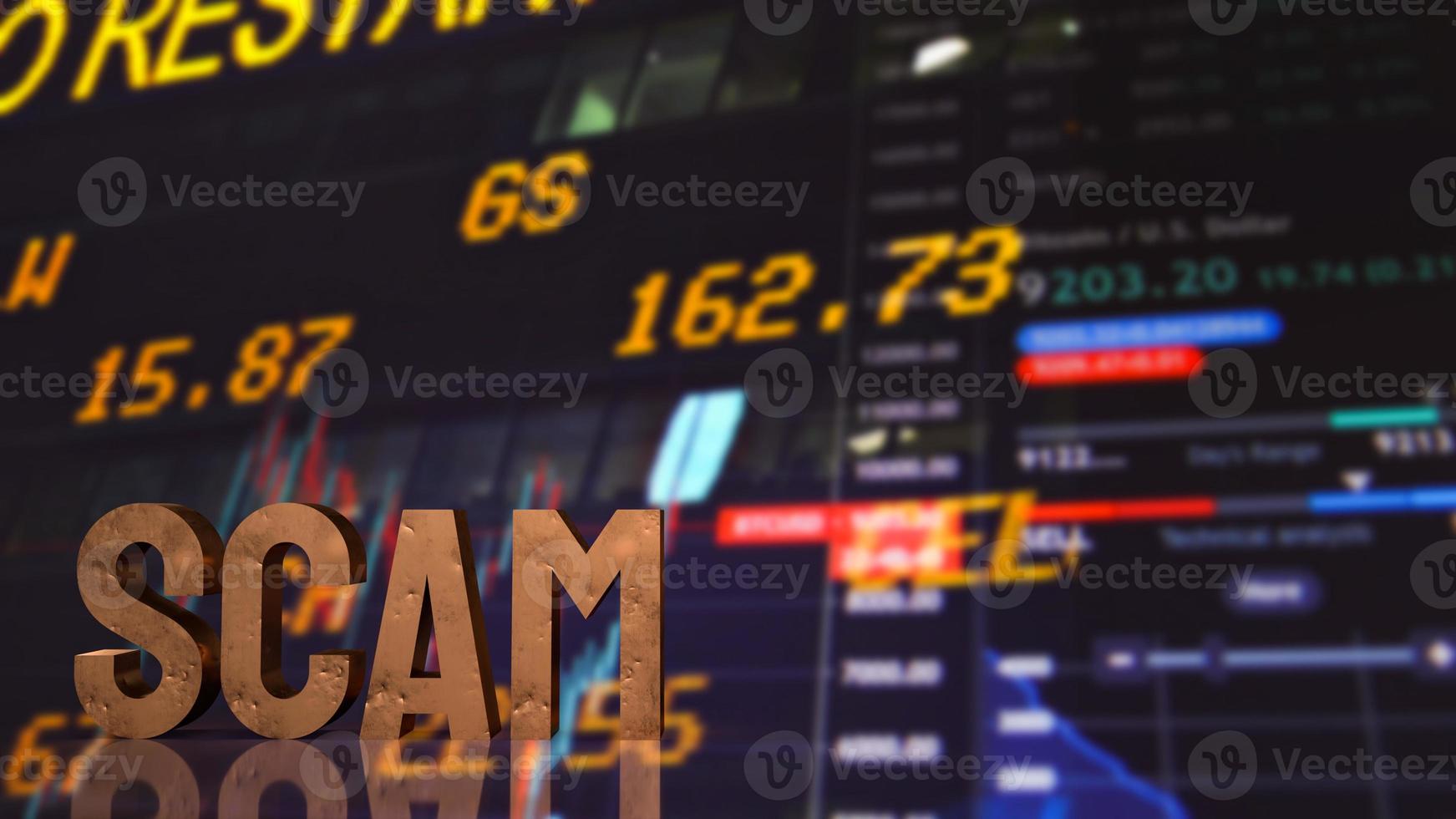 dirty metal scam text on business chart background  3d rendering photo