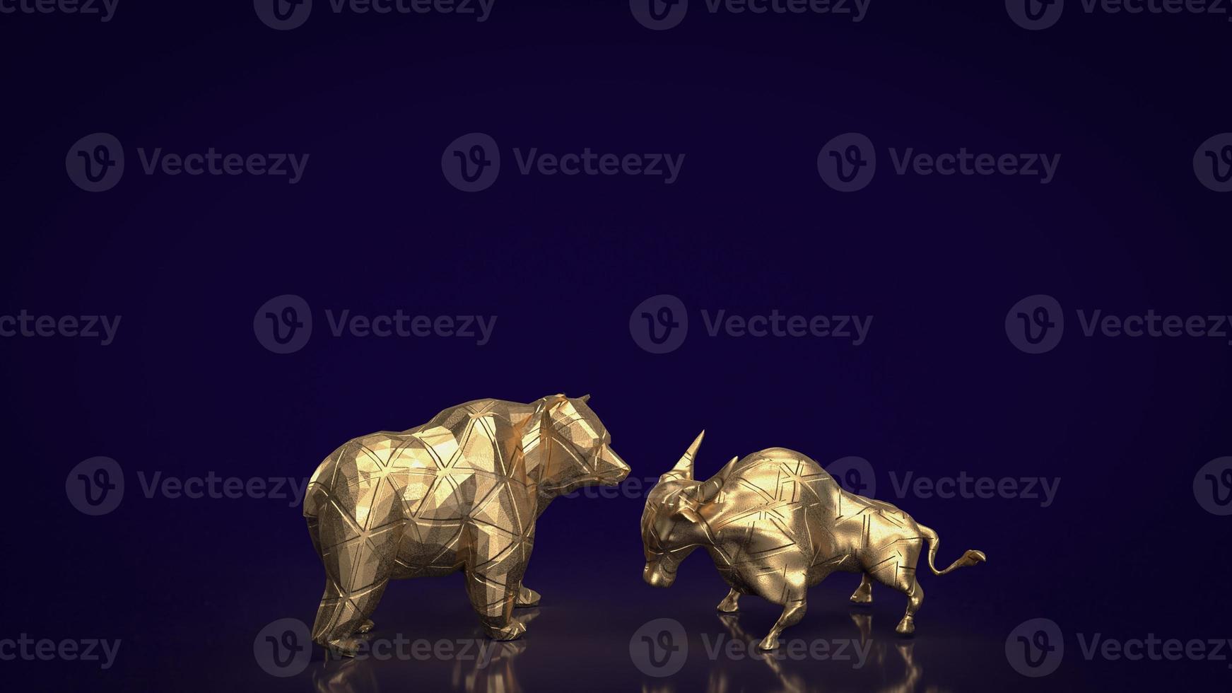 The bull and bear gold for business concept 3d rendering photo