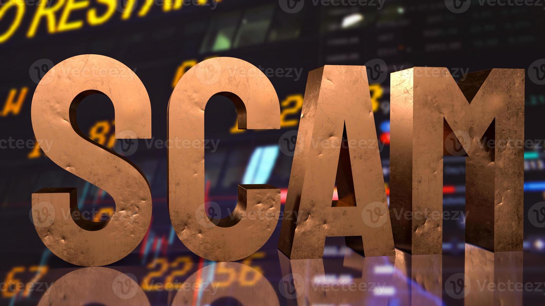 dirty metal scam text on business chart background  3d rendering photo