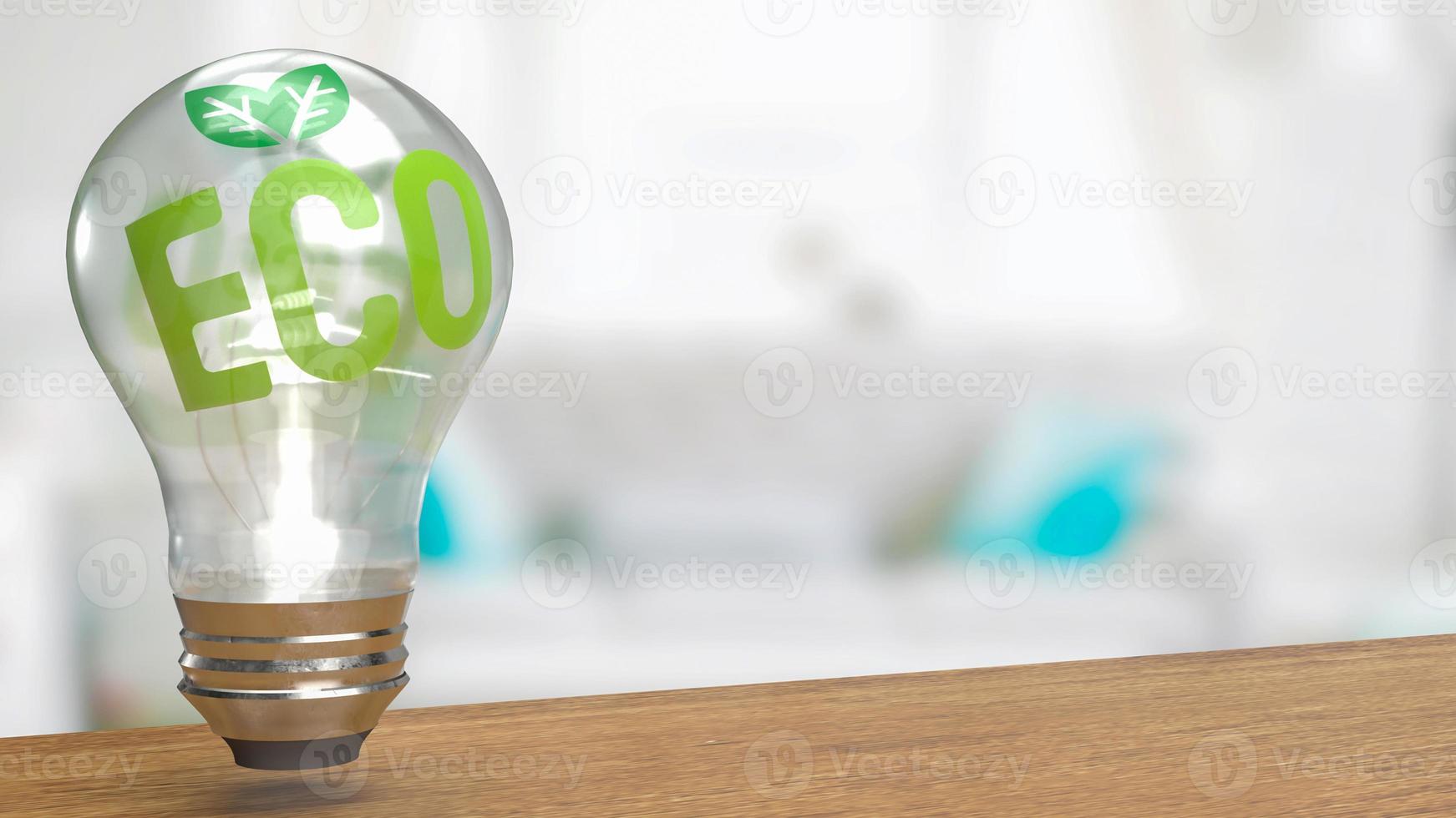 The eco symbol on lightbulb for ecology or environment concept 3d rendering photo