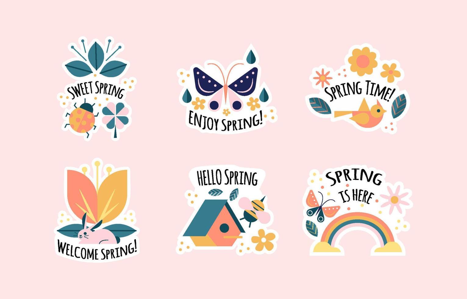 Nature Spring Stickers Concept vector