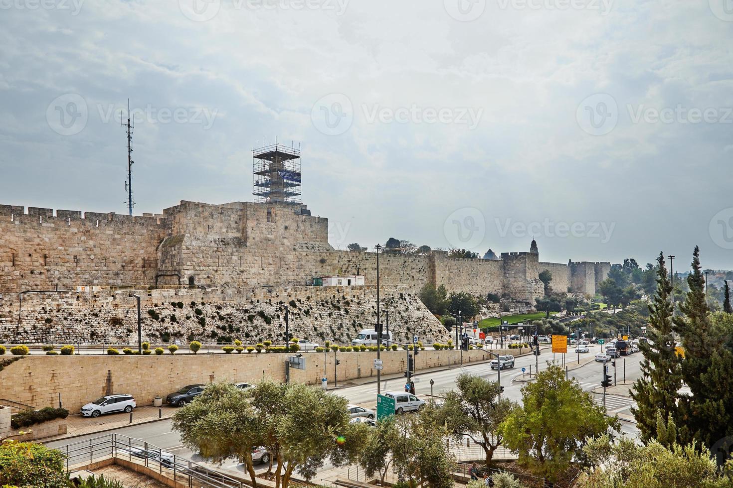 View of the King David s tower in Old Jerusalem city photo