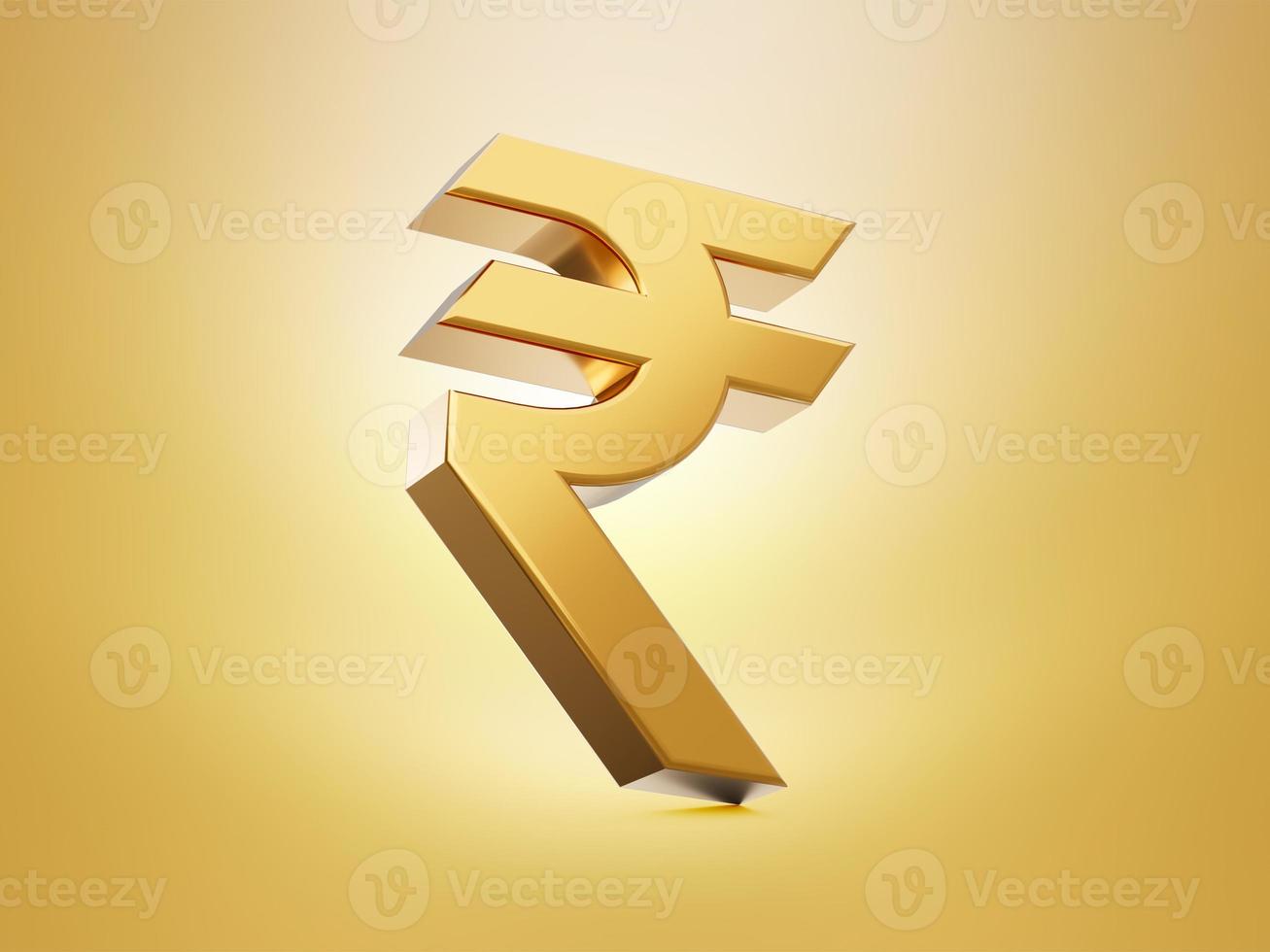 Golden Indian Rupee Currency Icon Isolated. inr 3D rendering photo