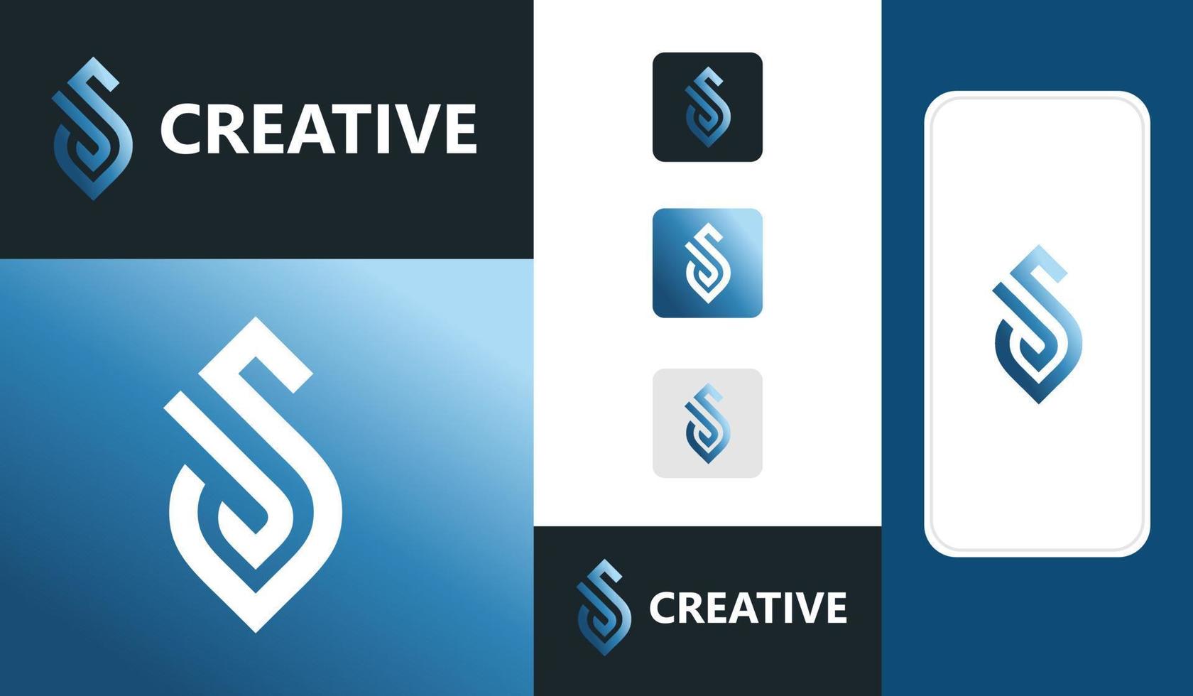 Letter J S logo design. creative minimal monochrome monogram symbol. Universal elegant vector emblem. Premium business logotype. Graphic alphabet symbol for corporate identity