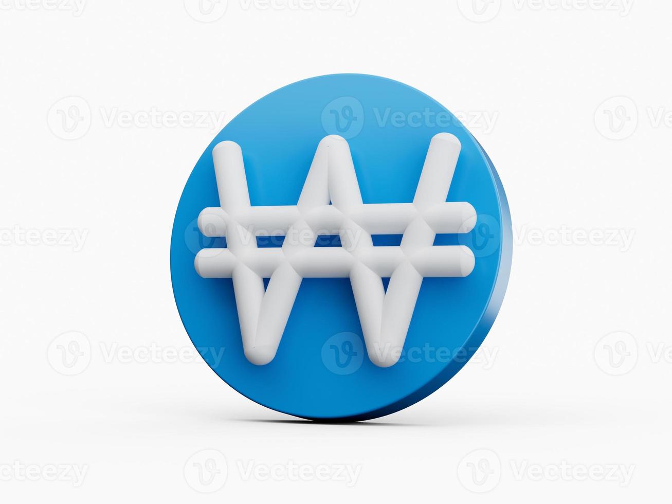 Blue and white Korean Icon, coin won 3d Illustration photo