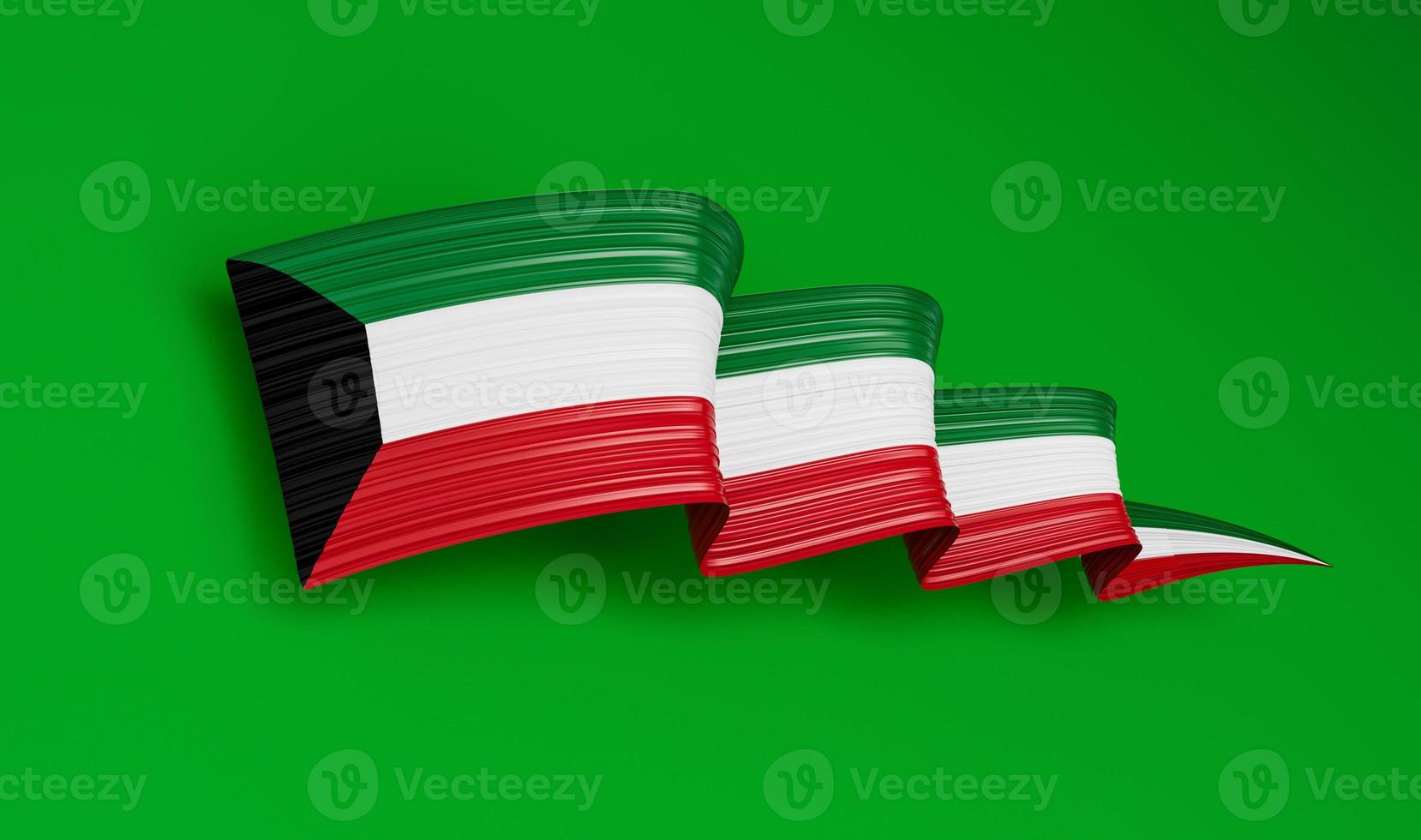 fondo abstracto ondulado de la bandera de kuwait. ilustración 3d foto