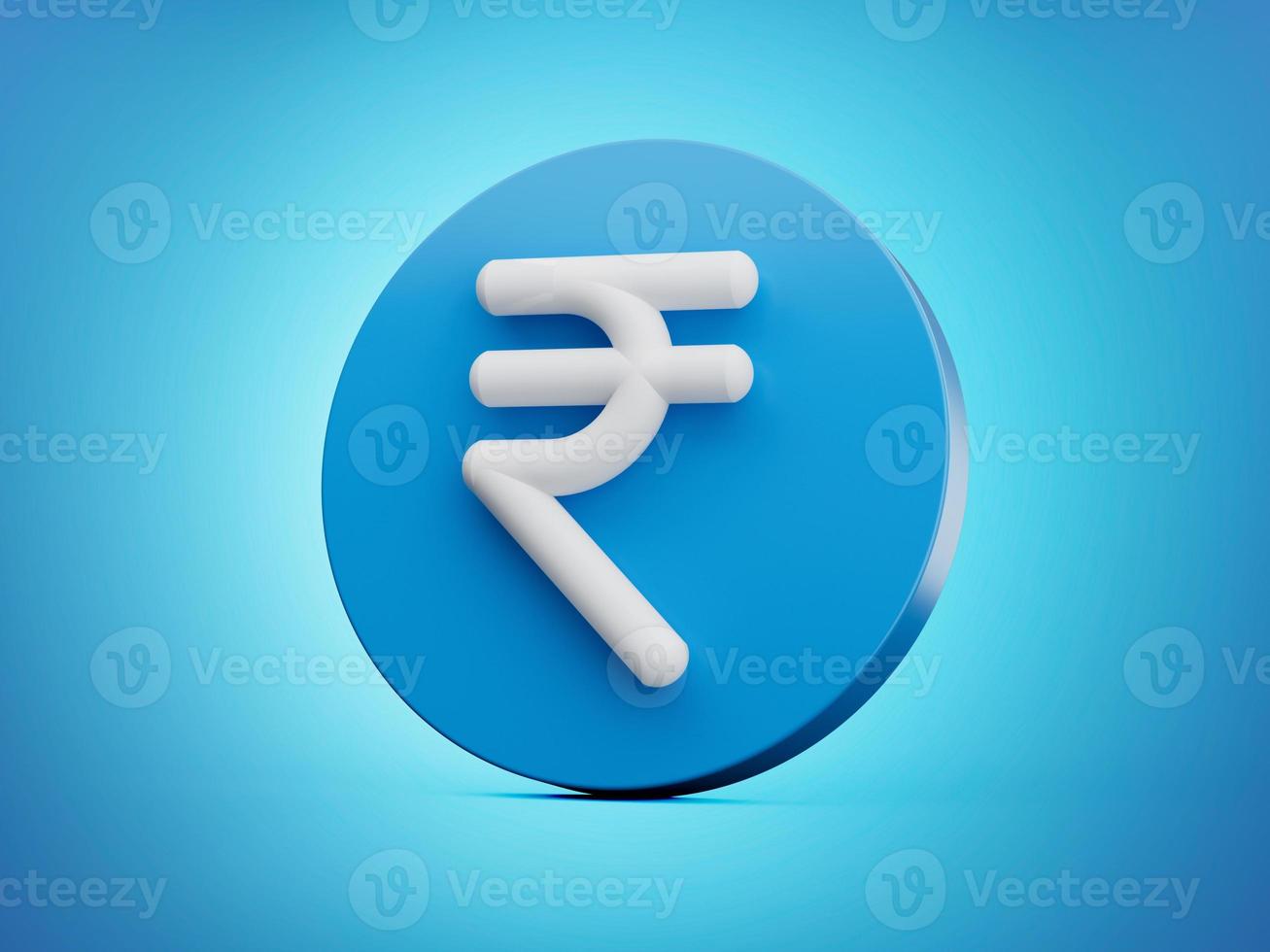 Blue Currency icon symbols sign Indian Rupee INR 3d illustration Blue background photo