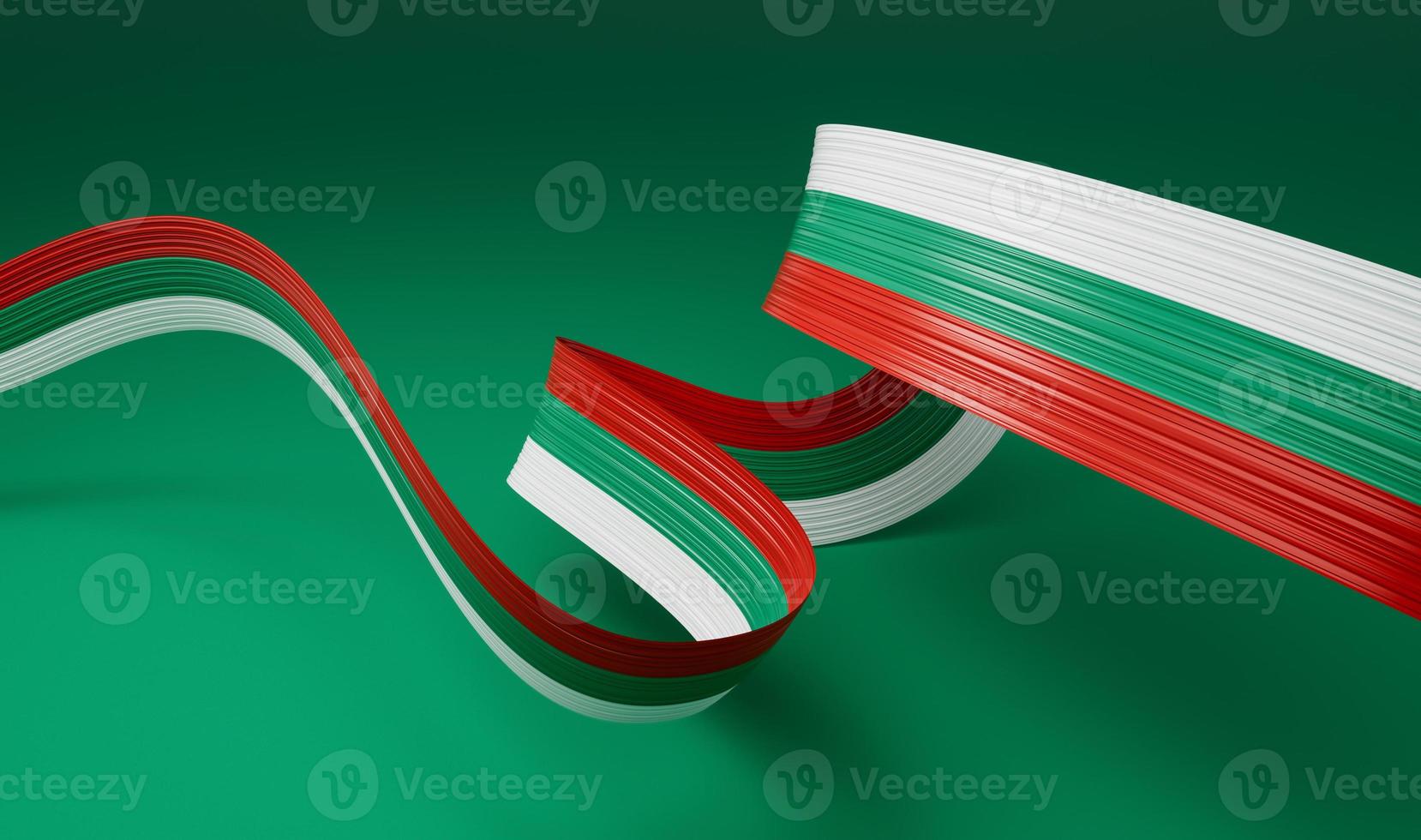 bandera de bulgaria, ilustración 3d sobre un fondo verde foto