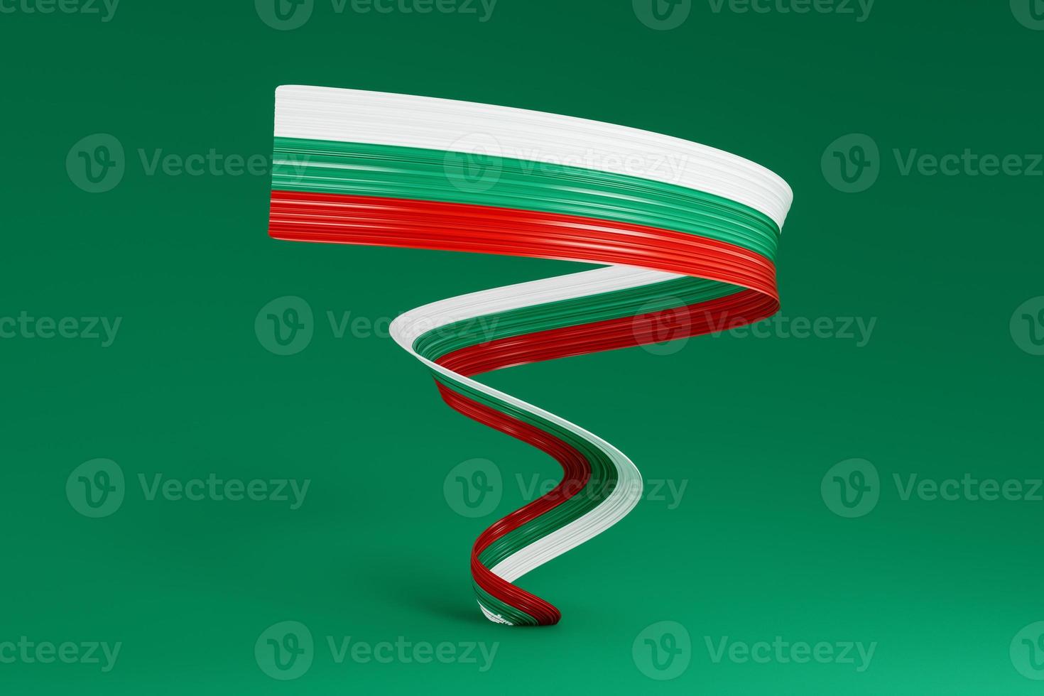 bandera de bulgaria, ilustración 3d sobre un fondo verde foto