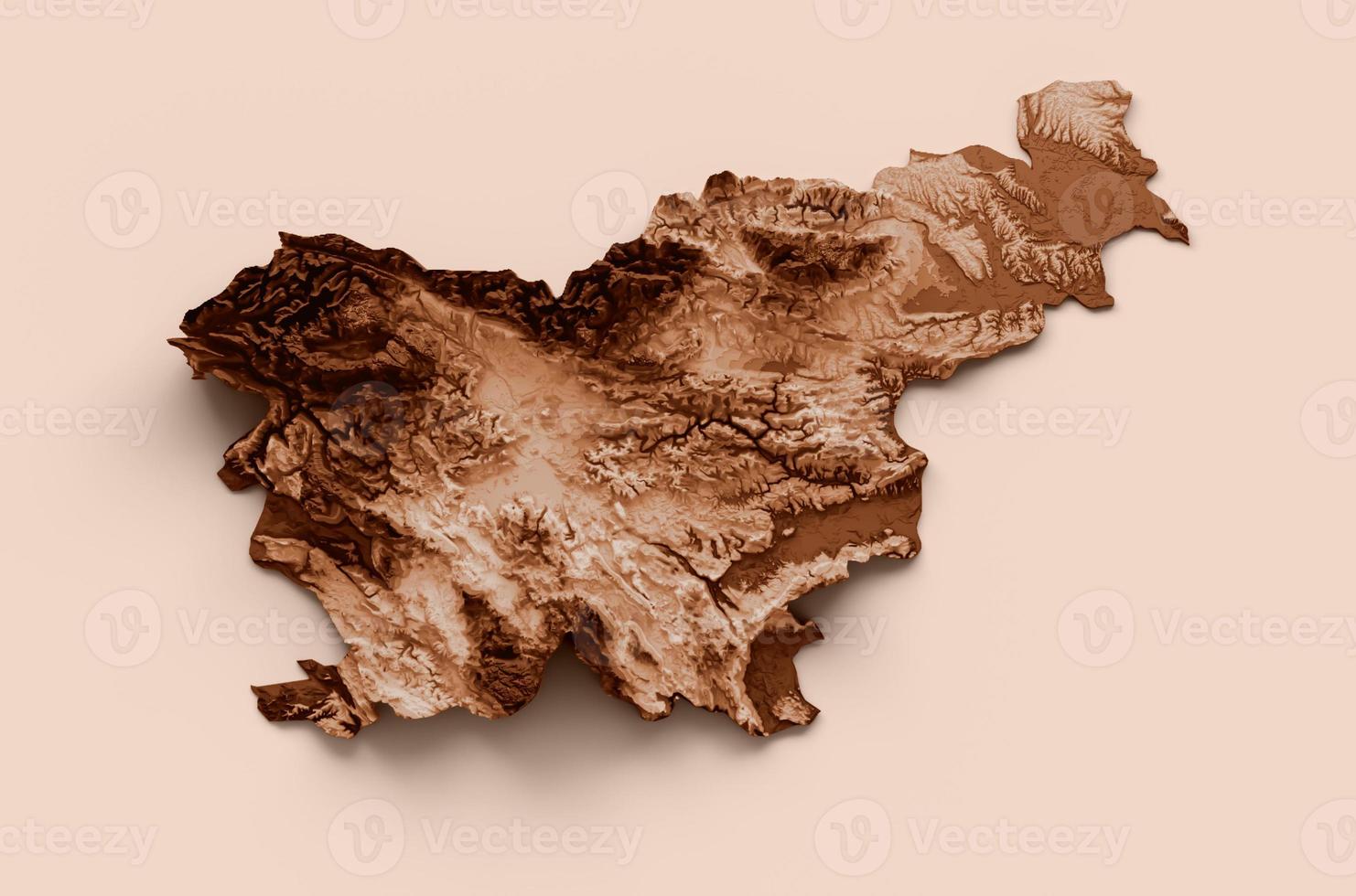 Map of Slovenia in old style, brown graphics in a retro style Vintage Style. High detailed 3d illustration photo