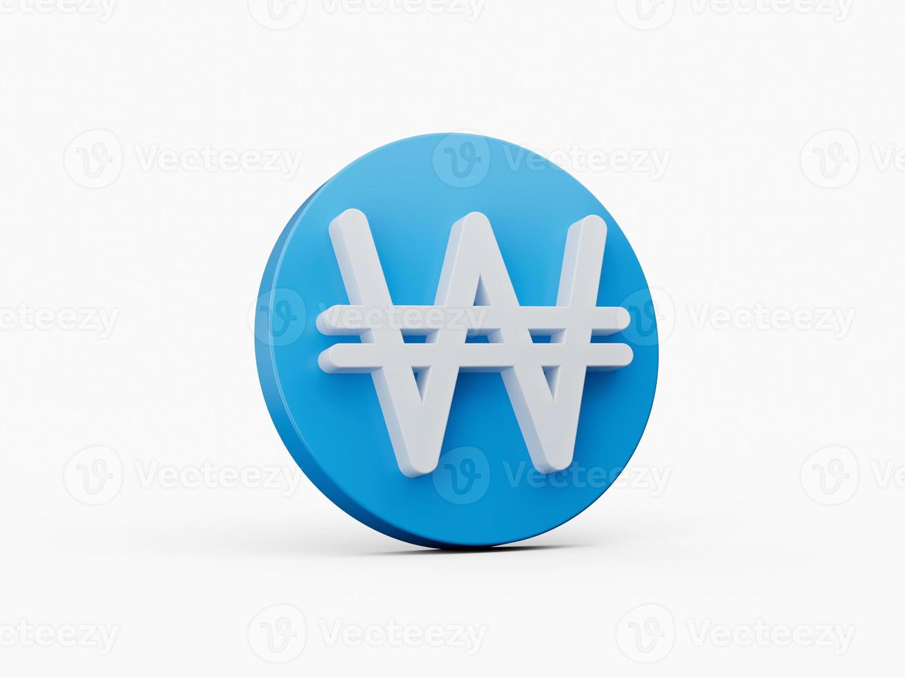 Blue and white Korean Icon, coin won 3d Illustration photo