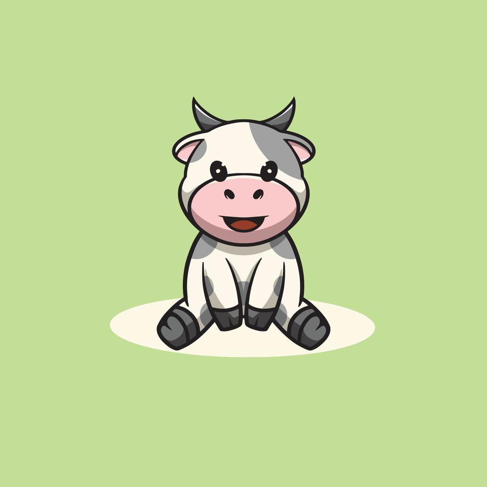linda vaca sonriente ilustración de dibujos animados vector