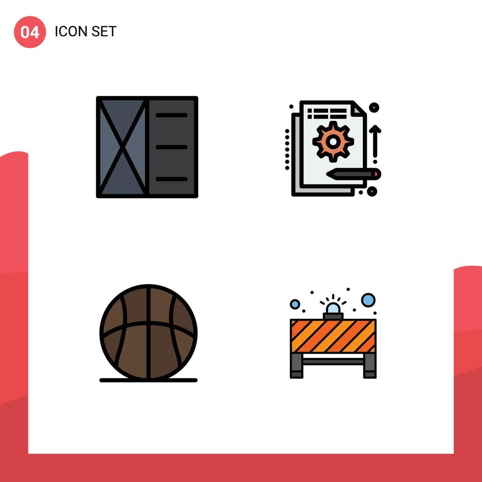4 iconos creativos, signos y símbolos modernos de accesorios, actividades, billetera, financiación, baloncesto, elementos de diseño vectorial editables vector