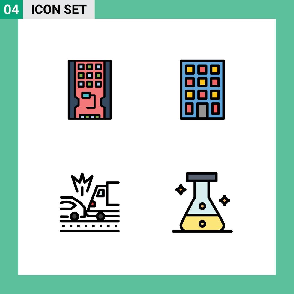 4 Creative Icons Modern Signs and Symbols of disk car solid buildings truck Editable Vector Design Elements