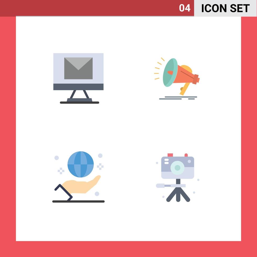 Pack of 4 creative Flat Icons of compose globe speaker voice international Editable Vector Design Elements