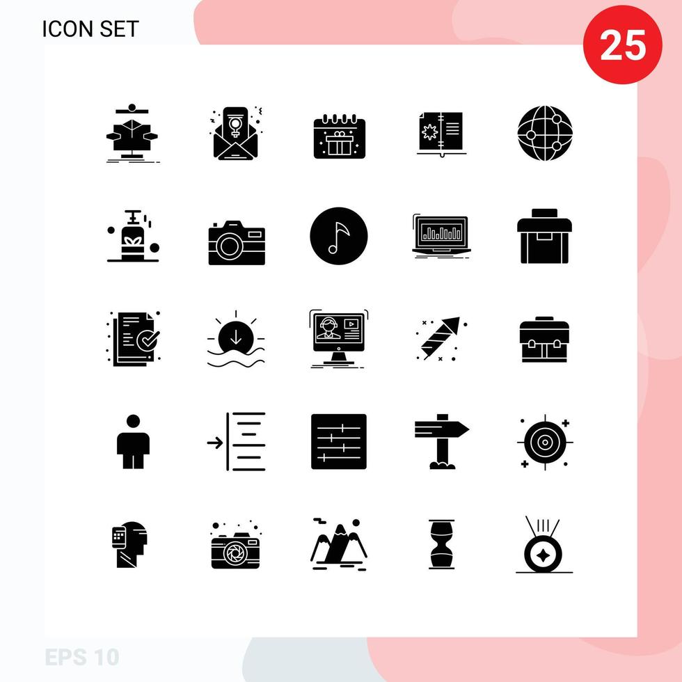 Stock Vector Icon Pack of 25 Line Signs and Symbols for internet world birthday instruction guide Editable Vector Design Elements