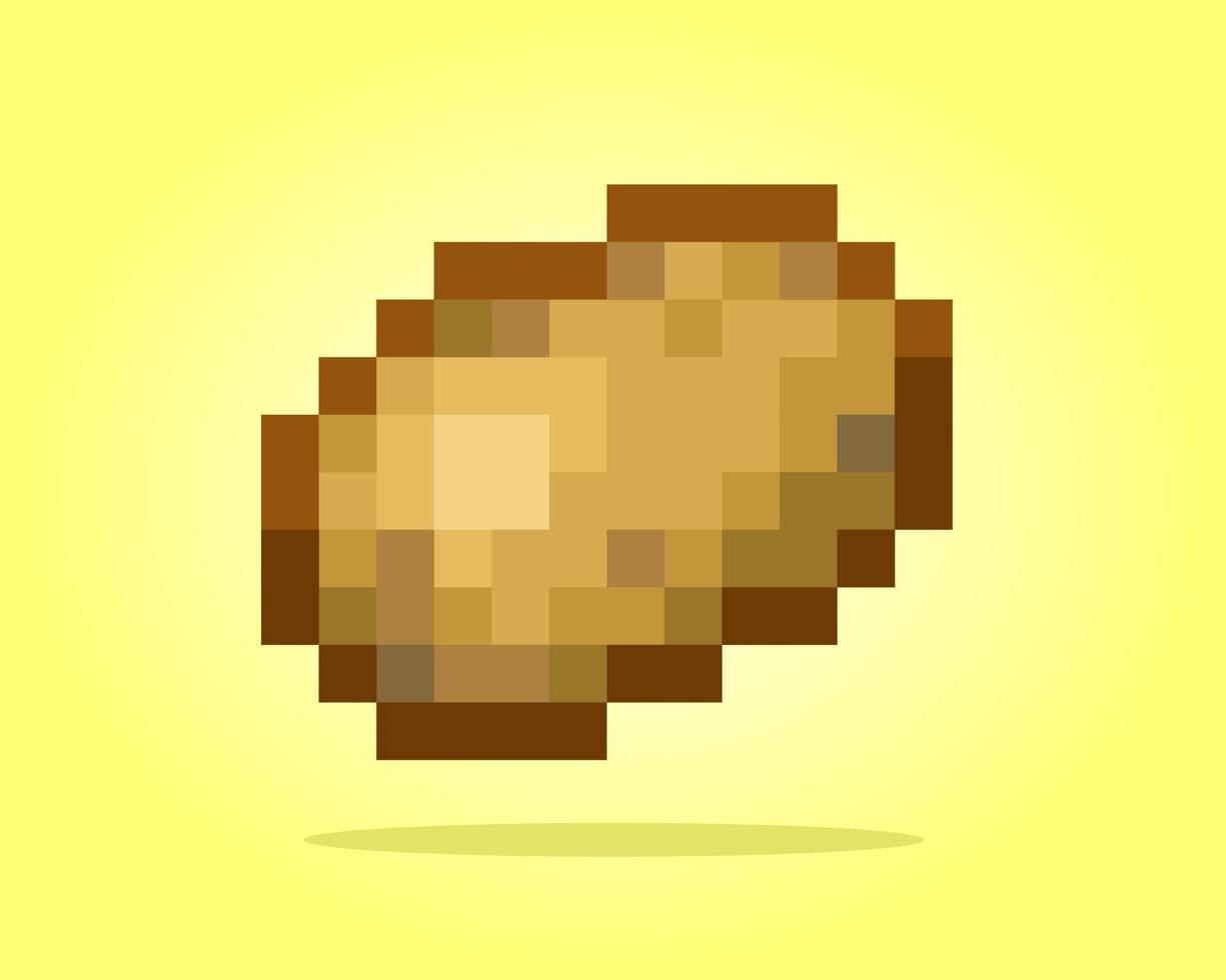 8 bit pixel potatoes. Vegetable for game assets and cross stitch patterns in vector illustrations.