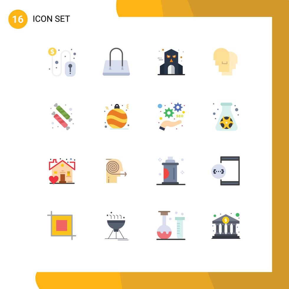 Pictogram Set of 16 Simple Flat Colors of food candy haunted candies empathy Editable Pack of Creative Vector Design Elements