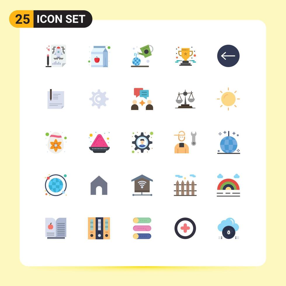 paquete de 25 signos y símbolos de colores planos modernos para medios de impresión web, como elementos de diseño de vectores editables para el logro del premio de la tierra de la estrella izquierda