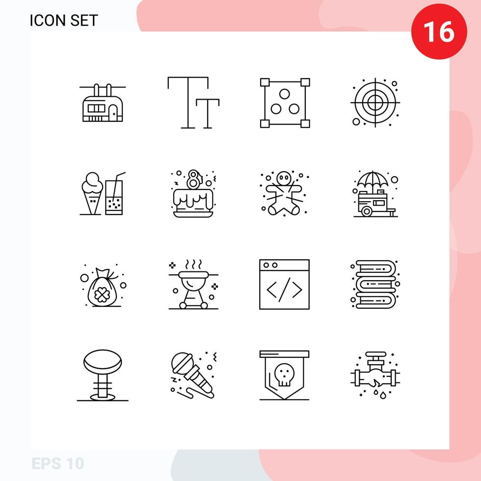 16 Thematic Vector Outlines and Editable Symbols of juice ice cream design drink shape Editable Vector Design Elements