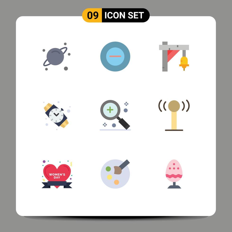 Mobile Interface Flat Color Set of 9 Pictograms of ui in train find jewelry Editable Vector Design Elements