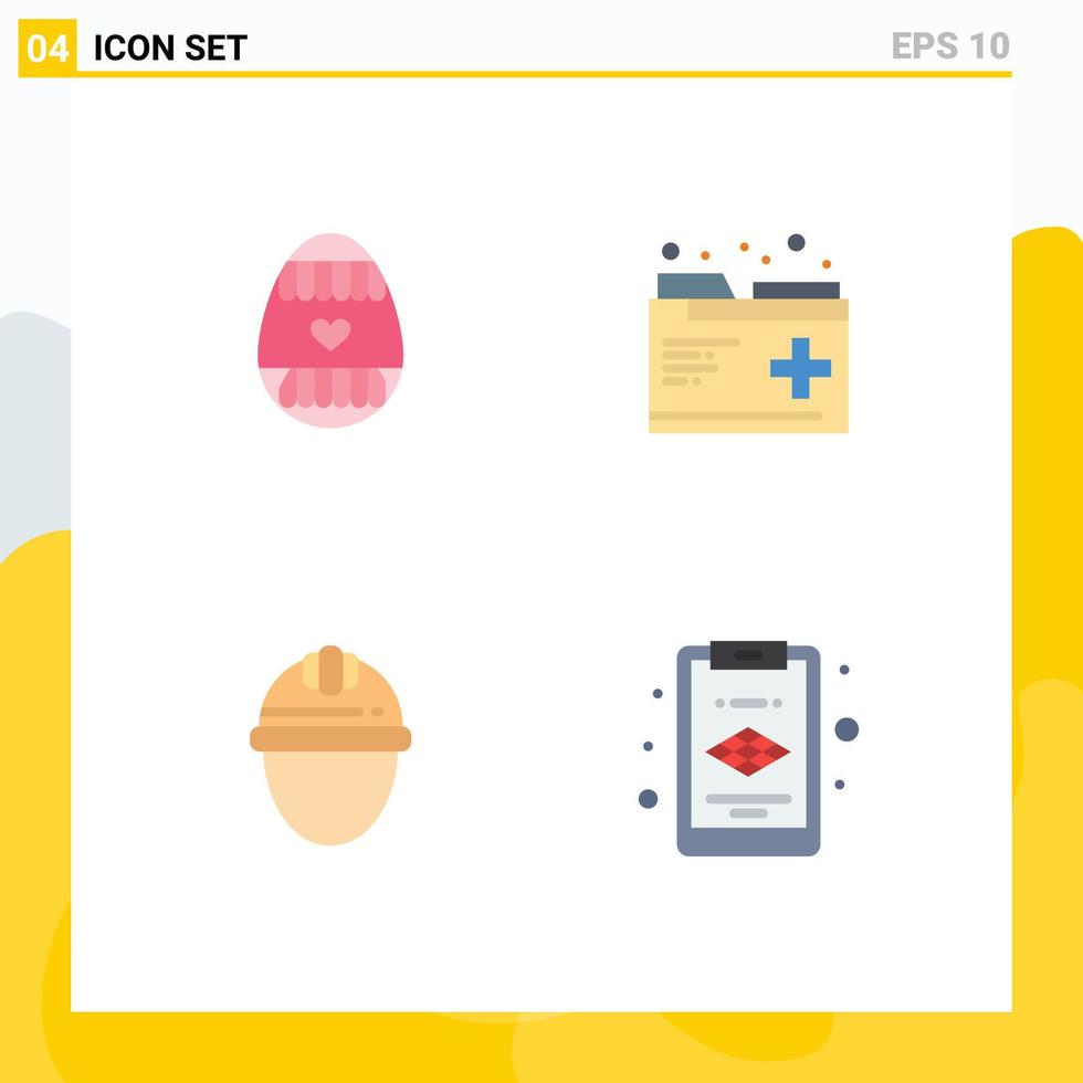Modern Set of 4 Flat Icons Pictograph of easter egg day holidays medical labor Editable Vector Design Elements