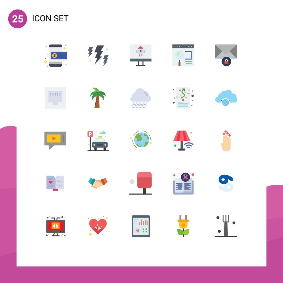 25 Universal Flat Colors Set for Web and Mobile Applications message web computer search interface Editable Vector Design Elements