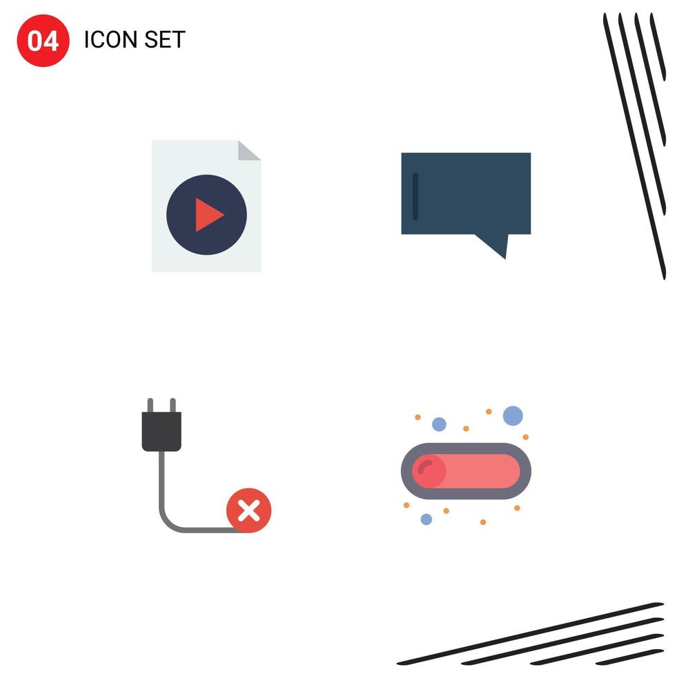 4 Thematic Vector Flat Icons and Editable Symbols of document disconnected bubble computers off Editable Vector Design Elements