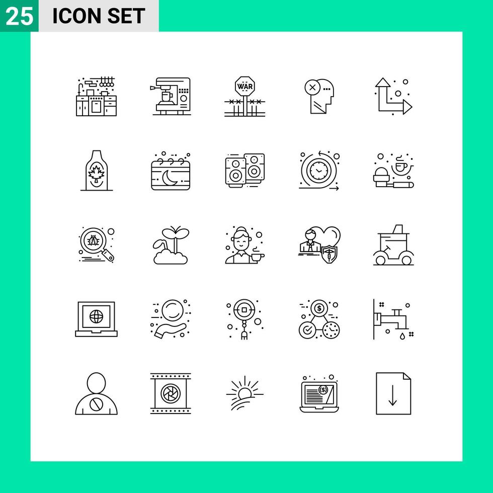Modern Set of 25 Lines Pictograph of mind human conflict head brain Editable Vector Design Elements