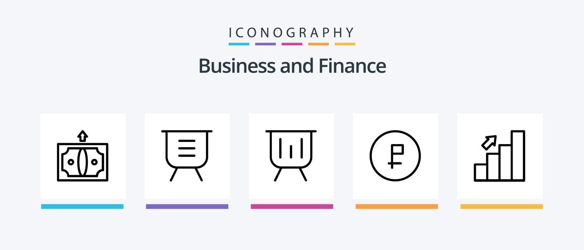 Finance Line 5 Icon Pack Including money. commerce. atm. business. finance. Creative Icons Design vector