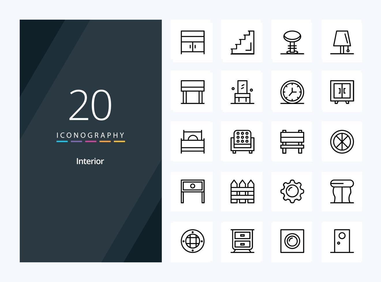 20 Interior Outline icon for presentation vector