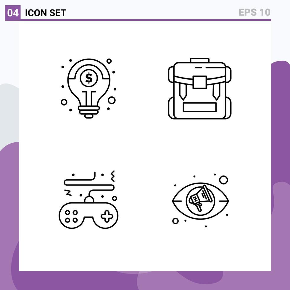 Pack of 4 Modern Filledline Flat Colors Signs and Symbols for Web Print Media such as financial game solution zipper console Editable Vector Design Elements