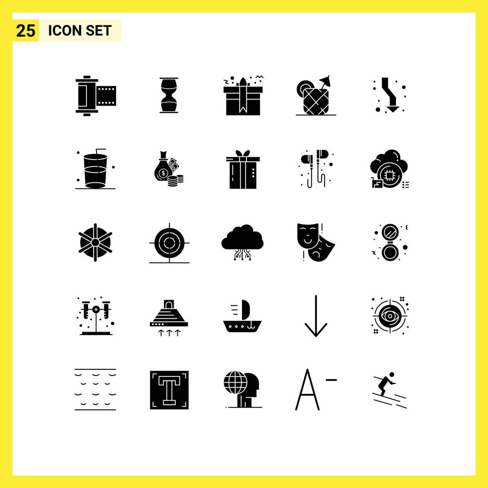 Stock Vector Icon Pack of 25 Line Signs and Symbols for food pineapple time birthday package Editable Vector Design Elements
