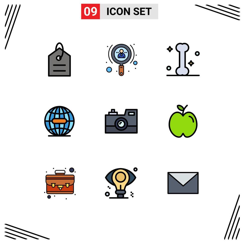 9 Creative Icons Modern Signs and Symbols of photography antique camera medical internet global Editable Vector Design Elements