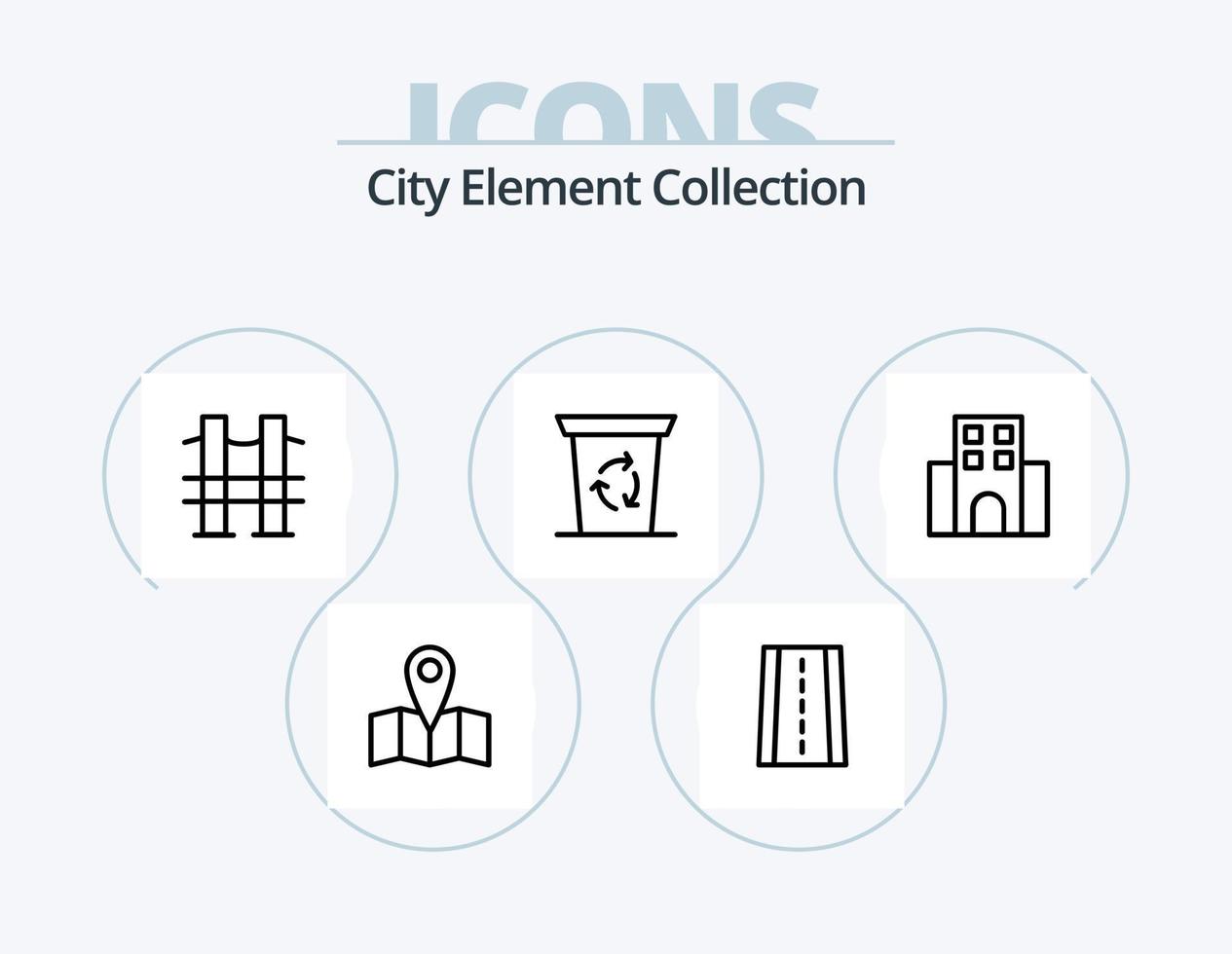 City Element Collection Line Icon Pack 5 Icon Design. journey. ticket. evergreen tree. tourist. journey vector